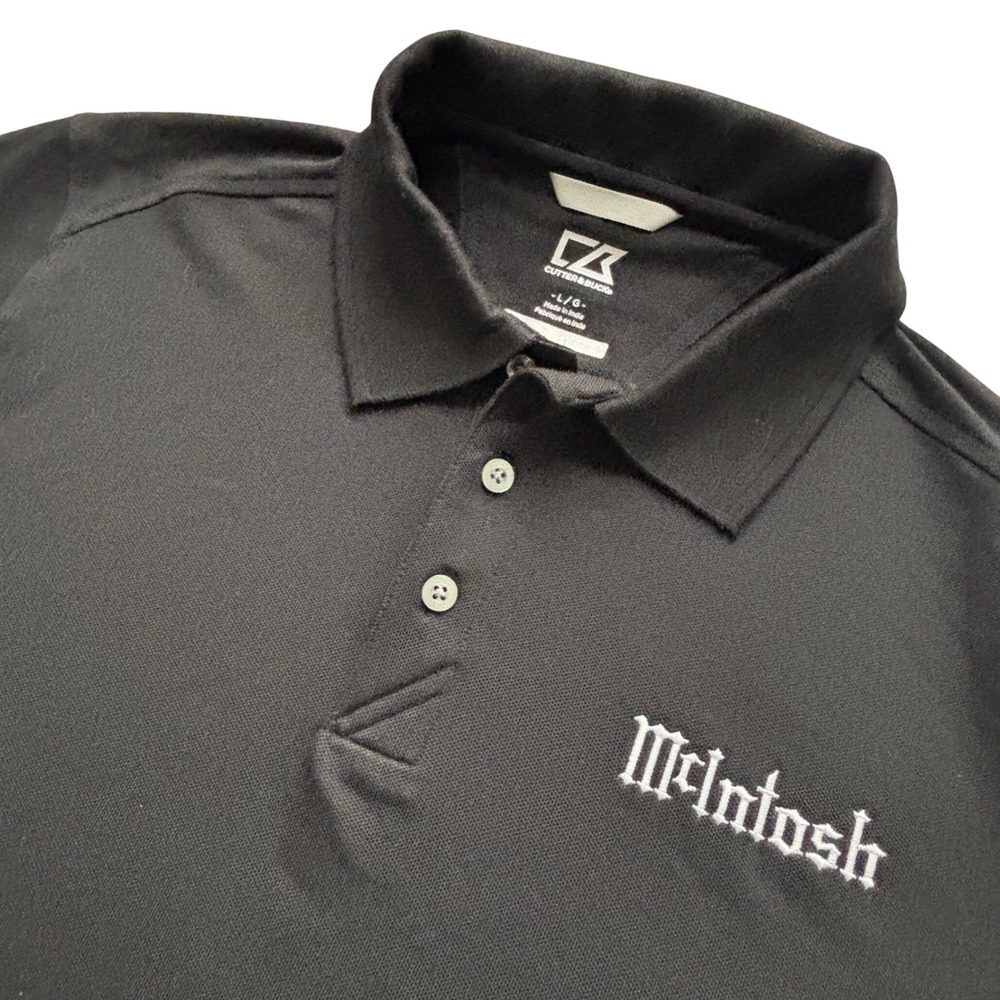 Cutter & Buck Polo Shirt Mens Large Black McIntosh Embroidered Sporty Goth